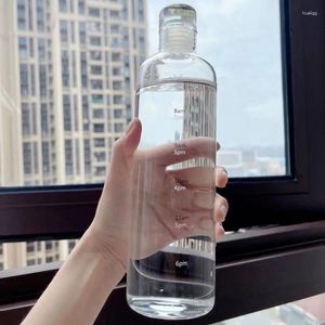 Bouteilles d'eau transparentes avec l'échelle de temps bouteille de grande capacité de grande capacité à la fuite de boisson drop-résistante à un voyage sportif