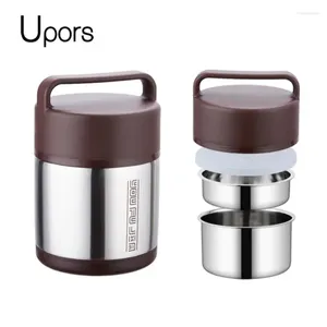 Bouteilles d'eau Upors 1.6L Récipient alimentaire Thermos Vide en acier inoxydable Enfants École Bento Boîte à lunch avec compartiments sans BPA