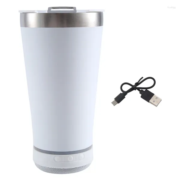 Bouteilles d'eau USB 16 oz Thermal Bluetooth Tubler réutilisable en acier inoxydable double mur 473 ml de bière isolée avec ouvreur facile à utiliser