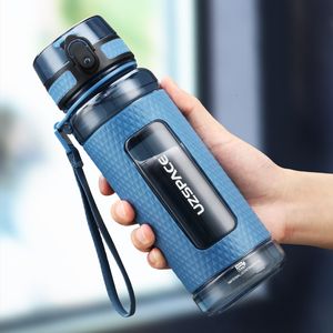 Bouteilles d'eau UZSPACE Sports Gym Leakproof Dropproof Portable Shaker Voyage en plein air Bouilloire Bouteille de boisson en plastique A Free 230627