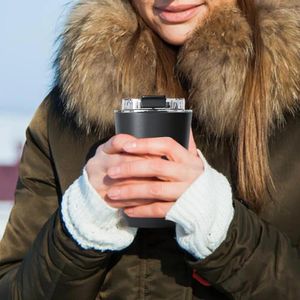 Botellas de agua Taza de viaje aislada al vacío Vaso de acero inoxidable a prueba de fugas Café con tapa de silicona Reutilizable para