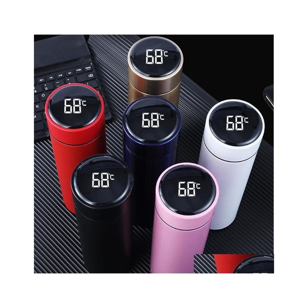 Bouteilles d'eau sous vide en acier inoxydable thermos 500 ml température intelligente led affichage bouteille voyage sport maison café lait homefavor Dhpvu