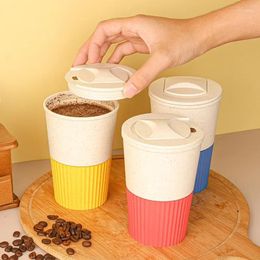 Waterflessen Tarwestro Koffie Creatieve Handige Hoge Schoonheid Cap Cup Huishoudelijke Geïsoleerde Ontbijtmelk
