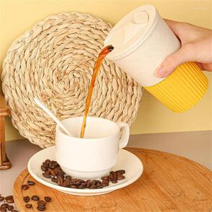 Bouteilles d'eau tasse à café en paille de blé avec couvercle, Portable, haute beauté, accompagnement Commercial, grande capacité