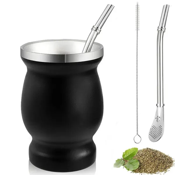 Bouteilles d'eau yerba mate tasse ensemble double mur en acier inoxydable