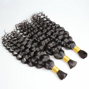 Agua rizada brasileño 100% bulks de cabello humano 10-30 pulgadas Color natural Productos de extensiones de cabello indio