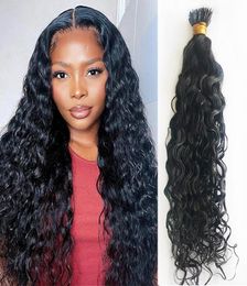 Water Krullend Nano Ring Human Hair Extensions Voor Zwarte Vrouwen 100 Strengen 100 Remy Haren Natuurlijke Kleur8681129