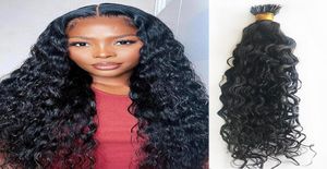 Water krullende nano -ring menselijke haaruitbreidingen voor zwarte vrouwen 100 strengen 100 remy haren natuurlijke kleur4563021