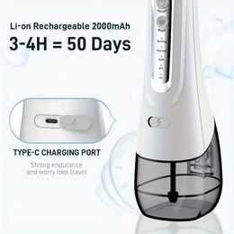 Hydropulseur dentaire à eau pour le nettoyage des dents, irrigateur oral portable et rechargeable sans fil, 4 modes, 5 embouts, étanche IPX7, batterie puissante, nettoyeur de dents à eau