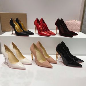 Water Diamond Cone Heel Pumps schoenen Satijnen curve Puntige neus hoge hak voor dames Luxe ontwerpers Avondjurkschoenen Lakleer formele kantoorschoenen