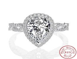 Drop d'eau 4Ct Moisanite Diamond Ring 100 Original 925 STERLING SIGNEG FIMENT BANDAGES MINED FORS FEMMES BIELLRY4167702591269