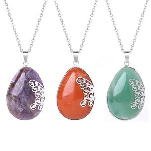 Collier pendentif en cristal goutte d'eau pour femmes aile de papillon pierre naturelle améthystes Quartz collier de guérison bijoux