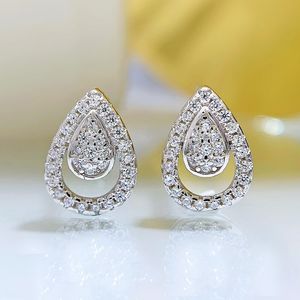 Water Drop Diamond Stud Earring 100% Echte Sterling Sier Engagement Wedding Oorbellen voor Vrouwen Promise Party Sieraden Cadeau