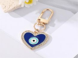 Water Drop Heart Evil Eye Keychain Keyring voor vriend paar Email Blue Eye Bag Car Charm Accessoires Sieraden6979853