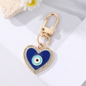 Water Drop Heart Evil Eye Sleutelhanger Sleutelhanger Voor Vriend Paar Emaille Blue Eye Bag Auto Charm Accessoires Sieraden