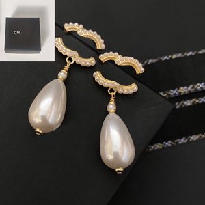 Water Drop Pearl -oorbellen Designer Letter Studs Brand Stud sieraden Classic 925 Silver Men Dames Women Crystal Earring Liefhebber paar Fashion Accessoires Geschenken met doos