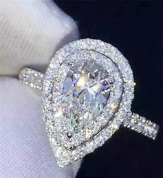 Promesa de caída de agua 925 Anillo de compromiso de plata esterlina Anillos de boda de diamantes de diamantes para mujeres joyería9133211