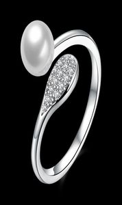 Waterdruppel vorm 925 Sterling zilveren ringen parel charm sieraden open ring voortreffelijk vakmanschap eenvoudige royale stijl b113705362