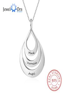 Waterdruppelvorm Gepersonaliseerde Graveren Naam Ketting 925 Sterling Zilveren Kettingen Hangers Cadeau Voor Moeder JewelOra NE1023778704296