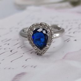 Waterdruppelvormige imitatie saffier Bandringen imitatie diamanten Ring Meisje klassieke mannen Titanium staal ontwerper voor vrouwen luxe geschenken vrouw meisje sieraden