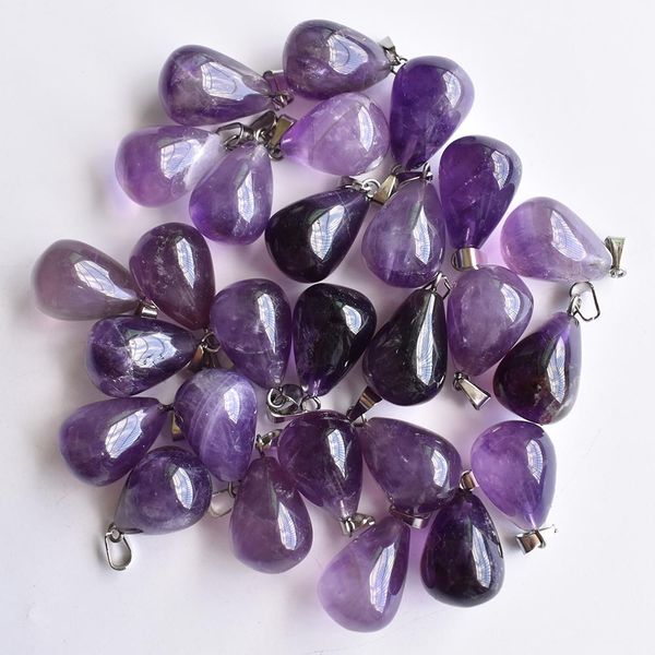 Goutte d'eau pierre perles pendentifs en gros breloques pierre naturelle améthystes pour collier à faire soi-même fabrication de bijoux femmes cadeau