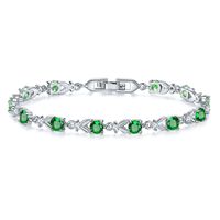 Gouttelettes d'eau vert cubique zircone blanc cz 925 sterling argent bijoux bracelet bracelet cadeaux de Noël pour femmes