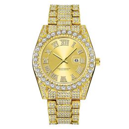 Water Ghost Gold personnalisé Hiphop Business complet diamant tendance calendrier montre à Quartz pour hommes