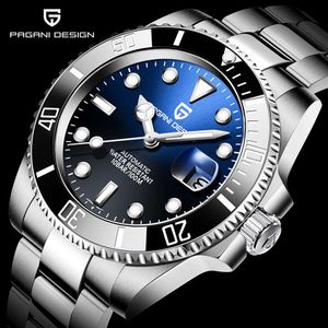 Water Ghost – montre pour hommes, dégradé bleu, entièrement automatique, mécanique, anneau en céramique, acier de précision, fond creux, mm