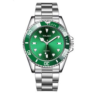 Reloj de cuarzo para hombre con banda de acero Water Ghost Green Fashion YOLAKO