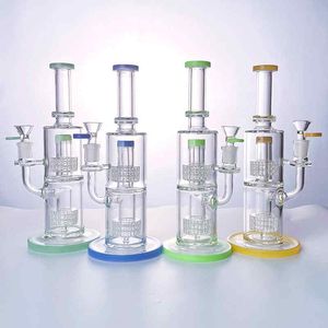 Hookahs Olie Rig Birdcage Perc Water Glass Bongs Double Stereo Matrix 14mm Vrouw Dikke Glas DAB RIGS LBLX210401