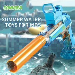 Pistola de agua pistolas de agua eléctrica gran capacidad pistola de disparo continuo automático verano piscina de la playa rociador de agua juguetes niños 240422
