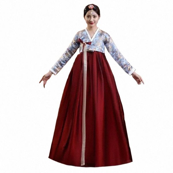 Eau Hanbok Dres Vêtements coréens traditionnels Femmes Costume ancien Rétro Cour Corée Stage Performance Danse de mariage Dr h68s #