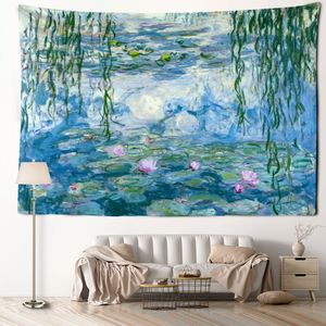 Eau lys huile peinture tapissery mur suspendu mystérieux bohème abstrait art hippie chambre salon décor de maison