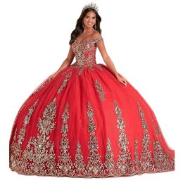 Watermeloen Quinceanera Jurken Glitter Pailletten Sweet 15 Galajurk Uit De Schouder Kant Applicaties Mexico Meisjes Vestidos De XV Anos 326 326