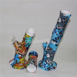 Waterleidingen Waterpijp Draagbare Siliconen Water Bongs Unbreakable Smoking Pipe DAB Oil Rig Concentrate Hookahs Silicone Wax Container