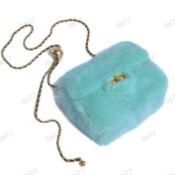 École d'eau portable une seule pièce bandoulière petit carré en peluche de vison décontracté mode sac de fourrure