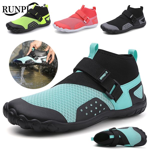 Chaussures d'eau unisexe natation chaussures d'eau haut athlétique randonnée Wading baskets pieds nus plage Aqua chaussures Fitness Yoga cyclisme Surf sandales 230724