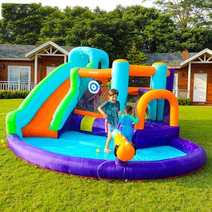 Jeu de toboggan aquatique jeu gonflable Waters Waters Park Jumping Castle Bounce Maison avec Blower Ball Dart House Bouncy House pour enfants
