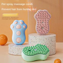 Water Spray Cat Comb Steamy Brush Dog Massage Comb Built-in Electric Silicone Pet Hair Removal Grooming Brush Cat Accessories