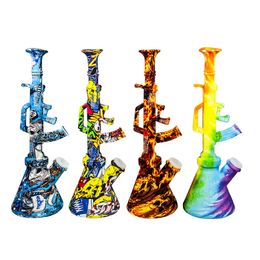 Tubo de agua más alto de silicona tipo recto color de mezcla pipa de humo pipas de tabaco soplado de vidrio Bongs accesorios para fumar