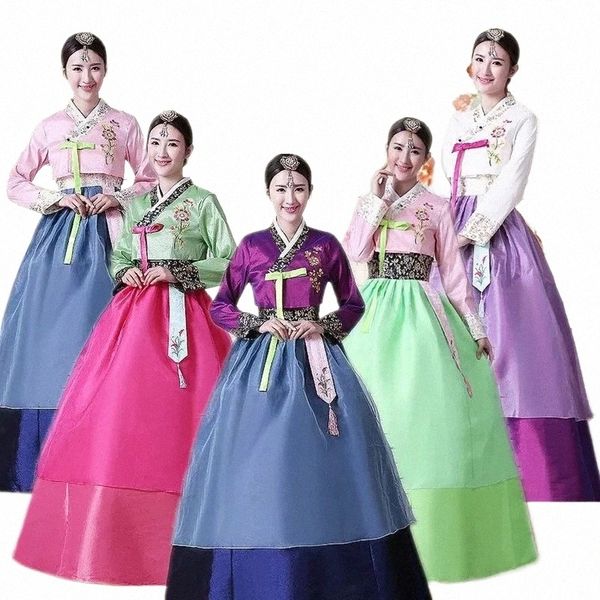 Hanbok Dres Hanbok Dres Femme Traditionnelle coréenne de l'eau Costumes de danse sur scène folklorique Corée modernisée Fusi Hanbok Dr Modern C3Qo #