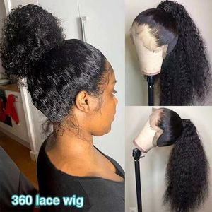 Perruque Lace Front Wig 360 ondulée, cheveux humains non traités, pre-plucked, bouclés, HD, densité complète 150%, DIVA1, pour femmes noires