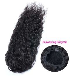 Water Wave Drawtring Ponytail Human Hair Extensions Braziliaans Natuurlijk haarstukje met clip Ins 100-150G Aliballad Remy Pony Tail