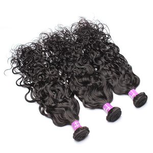 Les cheveux de la vague d'eau tissure bouclée remy brésilien vierge cheveux extensions de cheveux humains 3 ou 4 paquets de couleur naturelle de couleur brun foncé