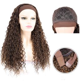 Water Wave Headband Pruik voor Afro Women Super Long Synthetische Hair Wig Kinky Kinky Curly Ombre Glueless Pruik met hoofdband Fashion IconFactory Direc