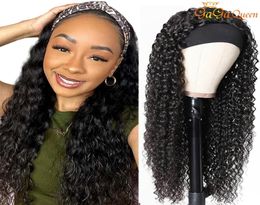 Wave Wave Headband Wig Human Hair Wigs for Women Máquina completa Hecha Remy Brasil Wig9258602