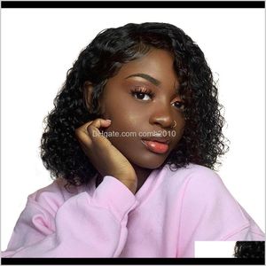 Vague d'eau Lace Front Bob Perruques Court Full Lace Wig Avec Bébé Cheveux Partie Latérale Sans Colle Lace Front Perruque Pour Les Femmes Cfujv K7Yro