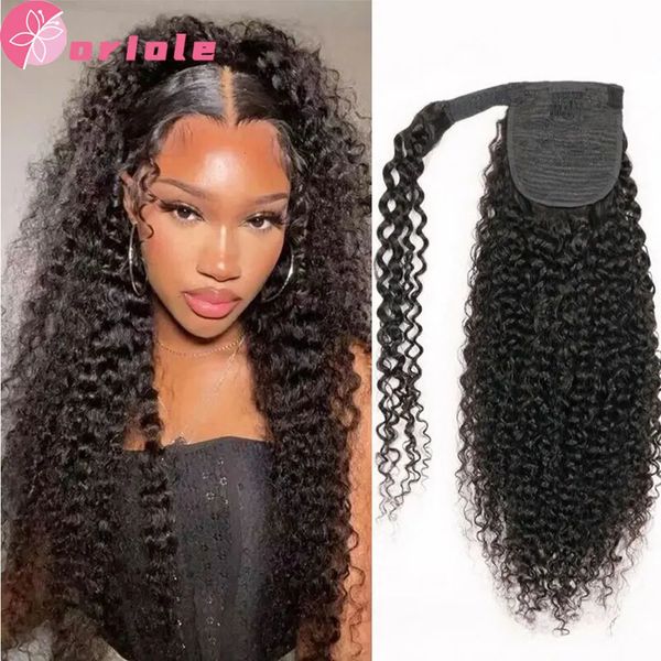 Cola de caballo con ondas de agua Cabello humano envolvente s Remy Clip de cola de caballo en 28 30 pulgadas 240130