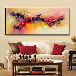 Pintura al óleo de paisaje de flores abstractas en acuarela, carteles e impresiones en lienzo, Cuadros escandinavos, imagen de pared para sala de estar
