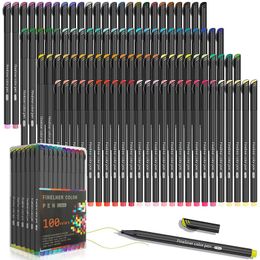 Stylos Pinceau Aquarelle 100 Couleurs Stylos Journal Stylos Colorés à Pointe Fine Stylo Fineliner pour Prise de Notes Calendrier Agenda Projets Artistiques Fournitures Scrapbook 230222